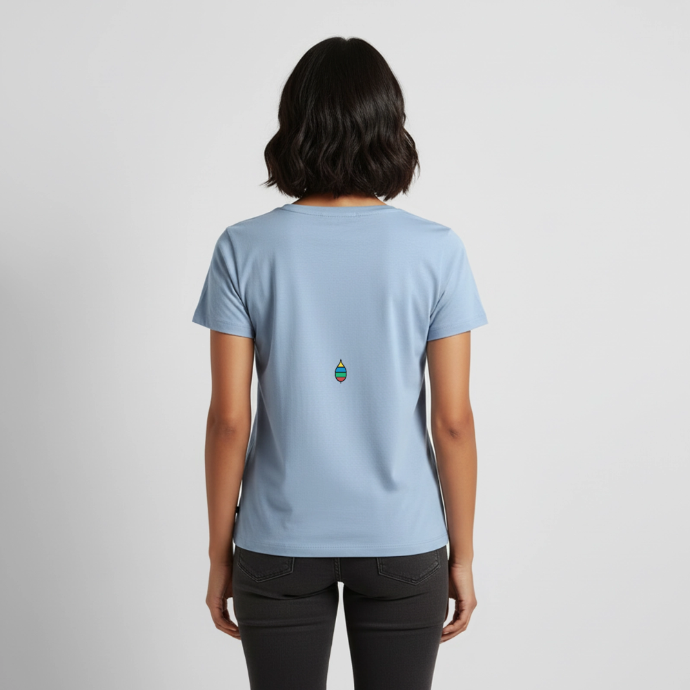 Damen-T-Shirt „federherz buntschwanz“ – Baumwolle | buntschwanz - Hellblau