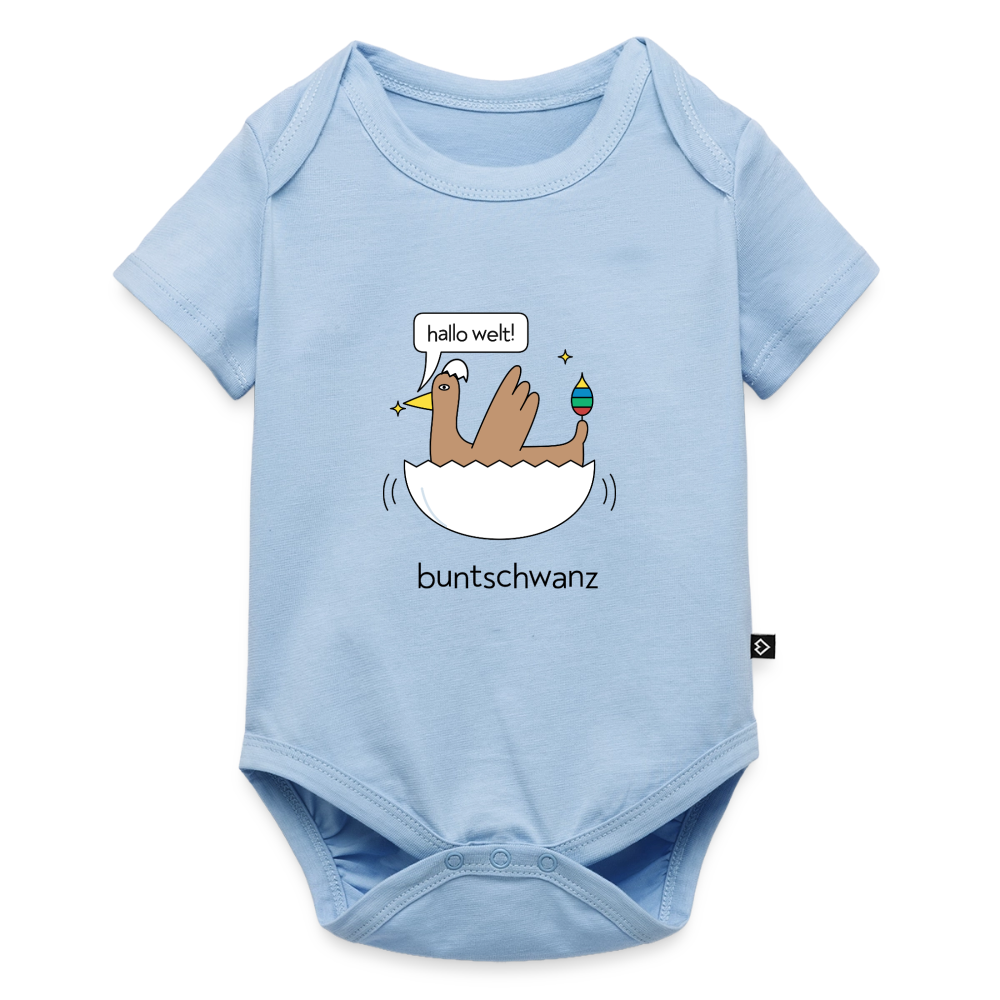 Babybody „hallo welt!“ – Bio-Baumwolle | buntschwanz - Hellblau