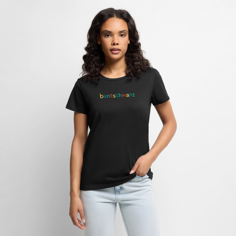 Damen-T-Shirt tailliert „buntschwanz“ – nachtfeder | buntschwanz - Schwarz