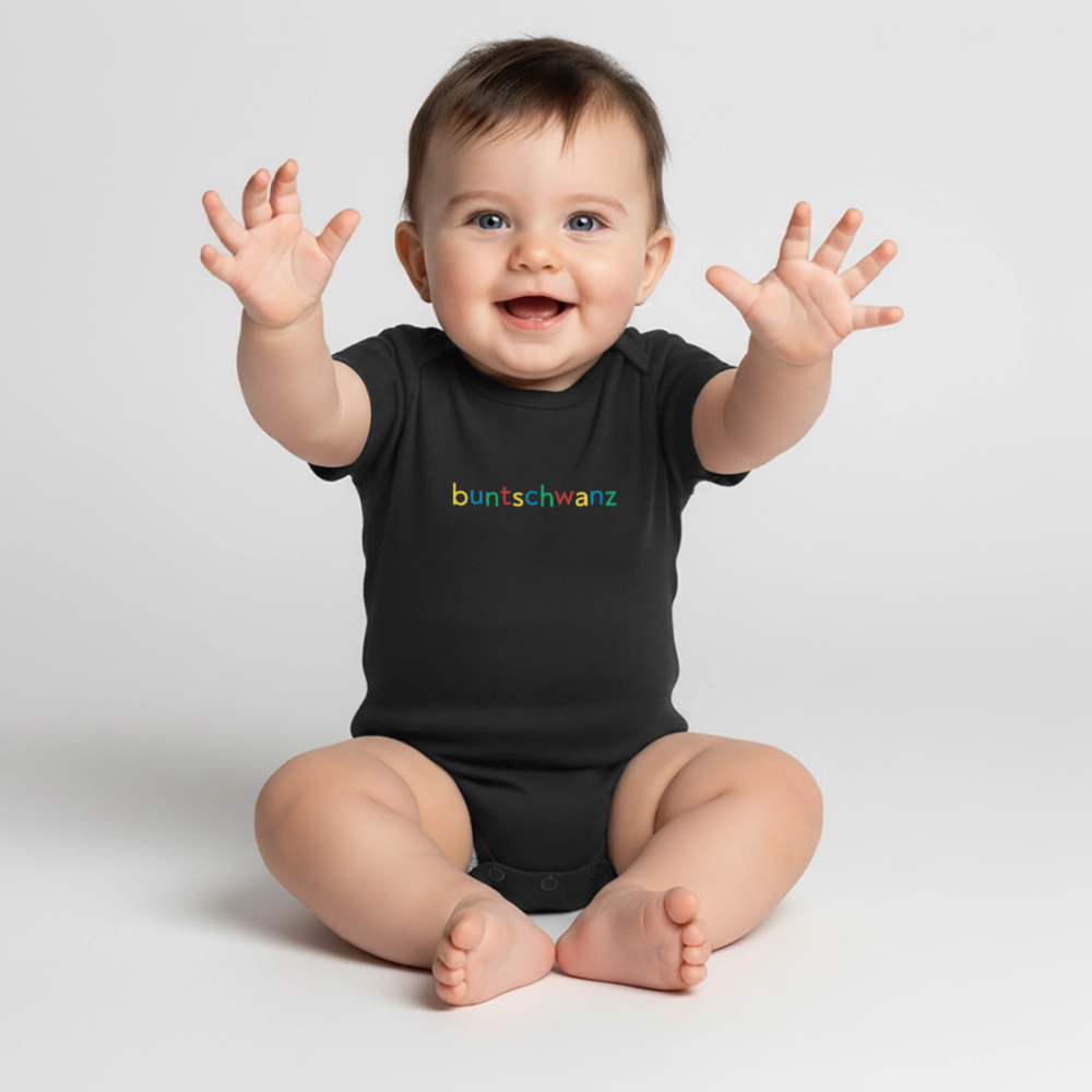 Babybody „buntschwanz“ – nachtfeder - Schwarz