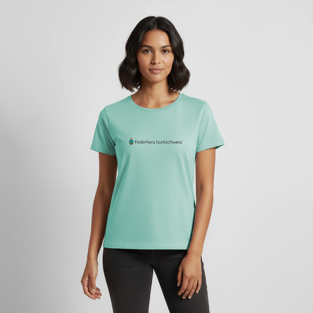 Damen-T-Shirt „federherz buntschwanz“ – Baumwolle | buntschwanz - Mint 