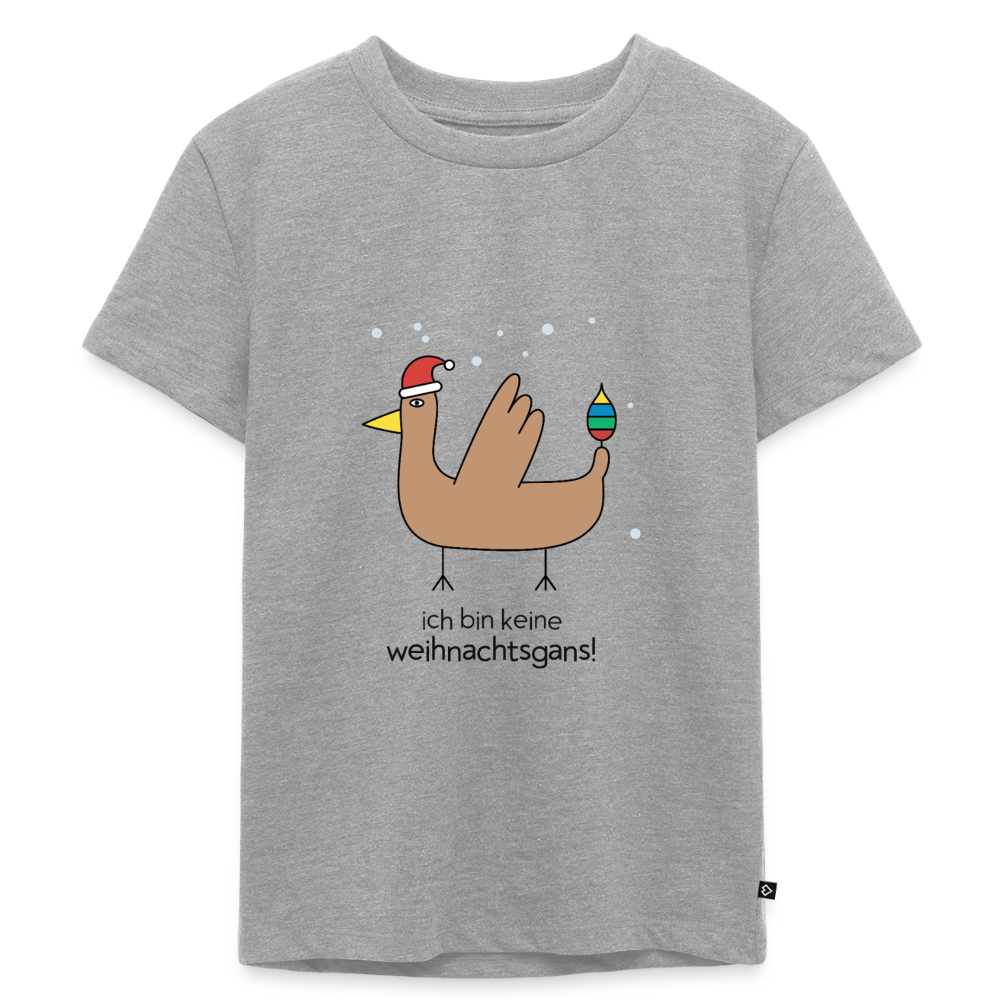Kinder-T-Shirt „ich bin keine weihnachtsgans!“ | buntschwanz - Grau meliert