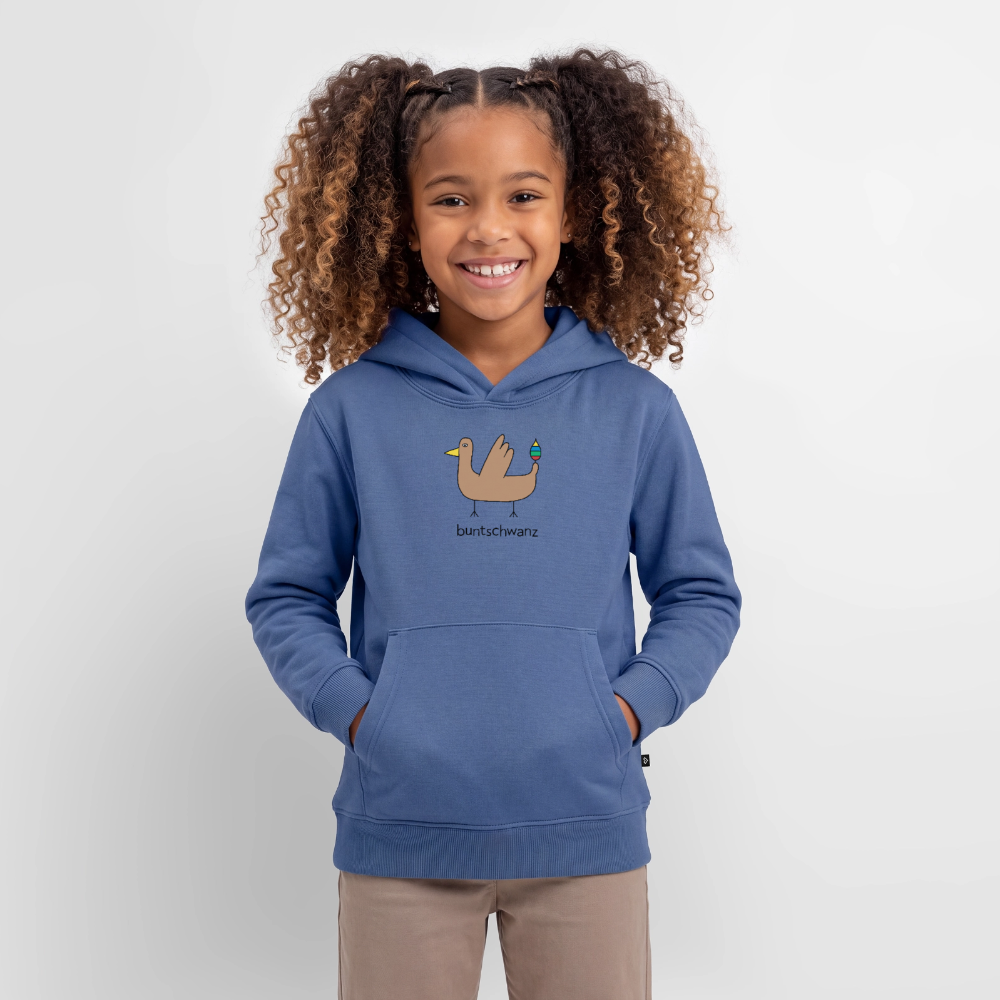 Kinder-Hoodie „Original buntschwanz“ mit Feder-Schwänzchen | buntschwanz - Taubenblau