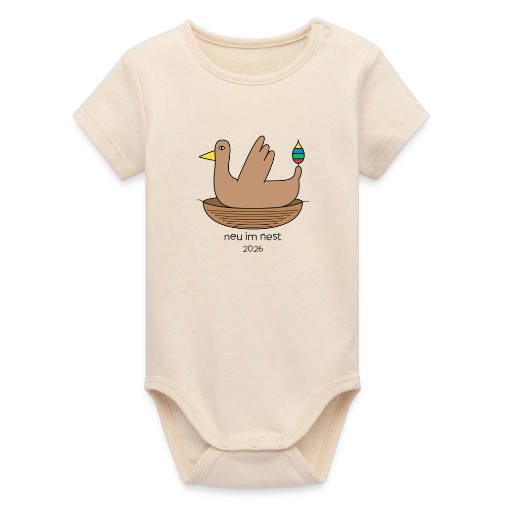 Babybody „neu im nest 2026“ – Bio-Baumwolle | buntschwanz - Natur