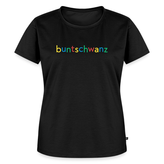 Damen-T-Shirt tailliert „buntschwanz“ – nachtfeder | buntschwanz - Schwarz