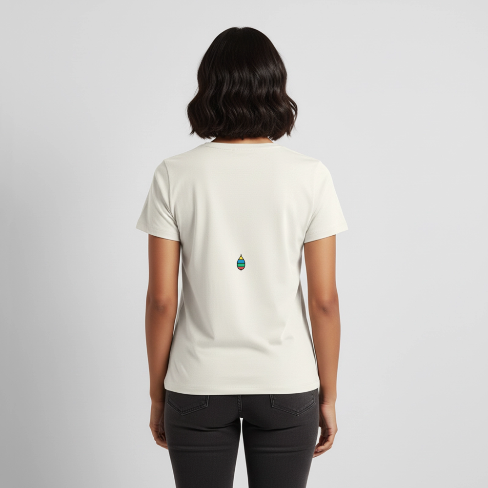Damen-T-Shirt „federherz buntschwanz“ – Baumwolle | buntschwanz - Naturweiß