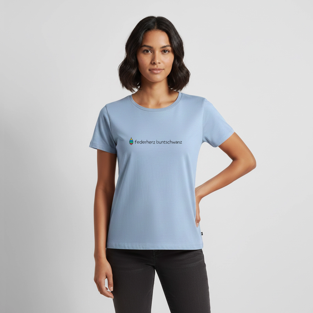 Damen-T-Shirt „federherz buntschwanz“ – Baumwolle | buntschwanz - Hellblau