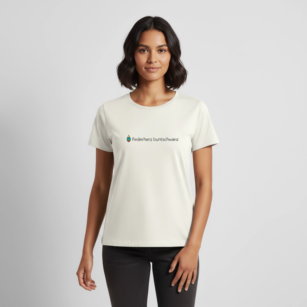 Damen-T-Shirt „federherz buntschwanz“ – Baumwolle | buntschwanz - Naturweiß