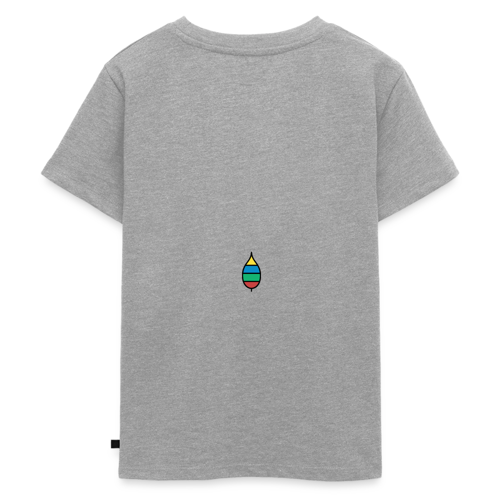 Kinder-T-Shirt „federherz buntschwanz“ – Baumwolle | buntschwanz - Grau meliert