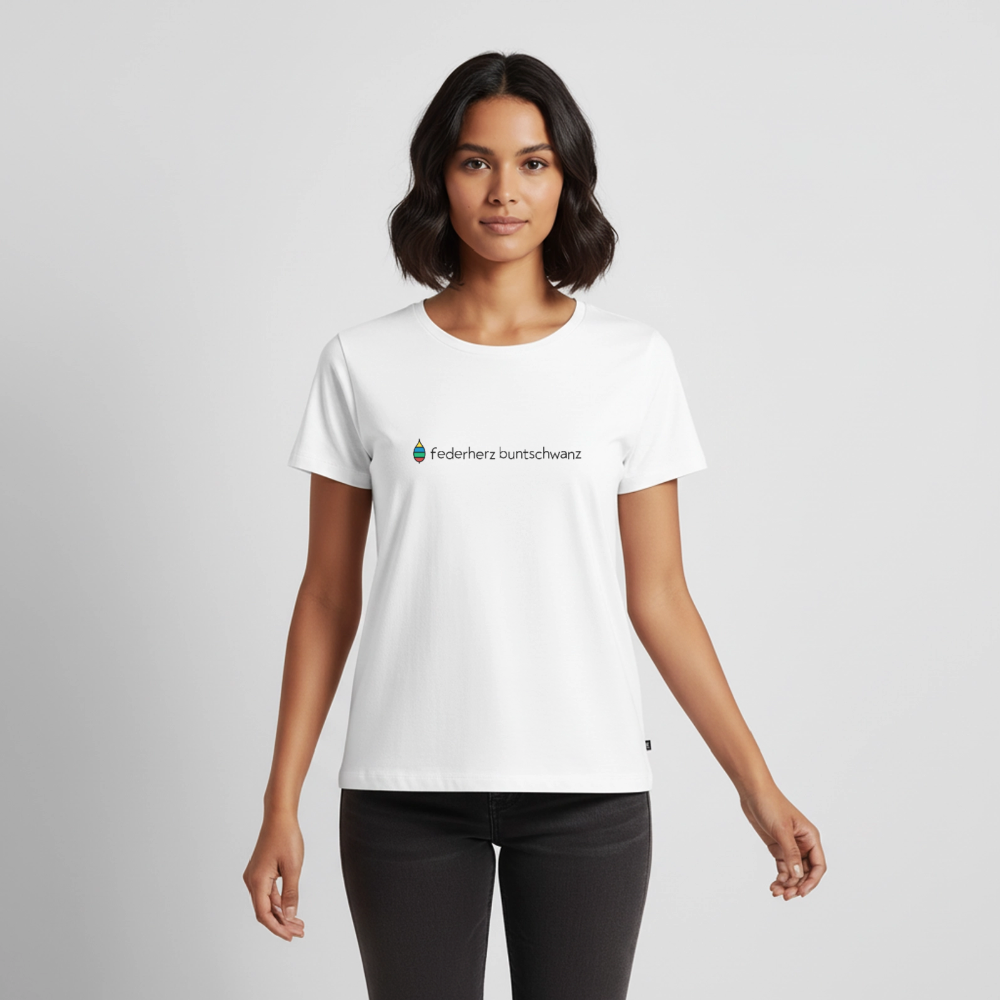 Damen-T-Shirt „federherz buntschwanz“ – Baumwolle | buntschwanz - Weiß