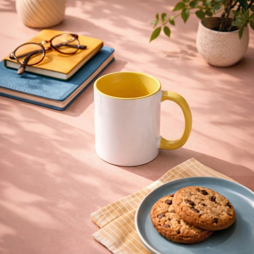 Tasse „Original buntschwanz“ – zweifarbig | buntschwanz - Weiß/Gelb