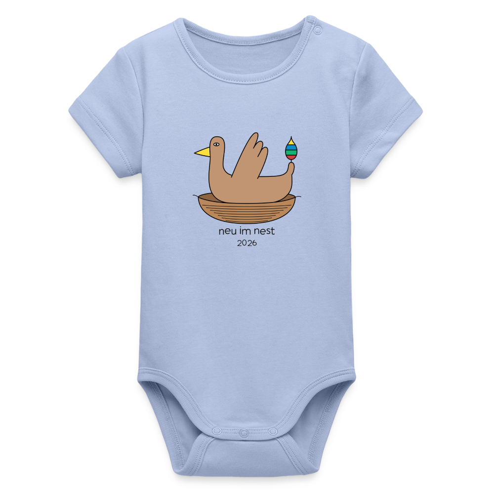 Babybody „neu im nest 2026“ – Bio-Baumwolle | buntschwanz - Sky