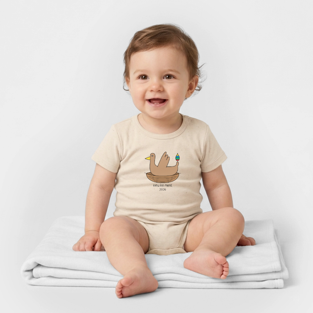 Babybody „neu im nest 2026“ – Bio-Baumwolle | buntschwanz - Natur