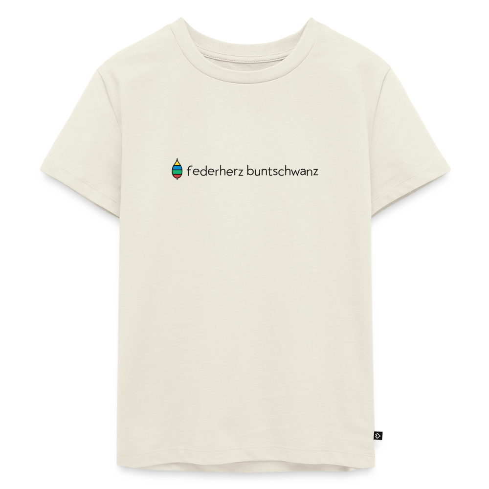 Kinder-T-Shirt „federherz buntschwanz“ – Baumwolle | buntschwanz - Naturweiß