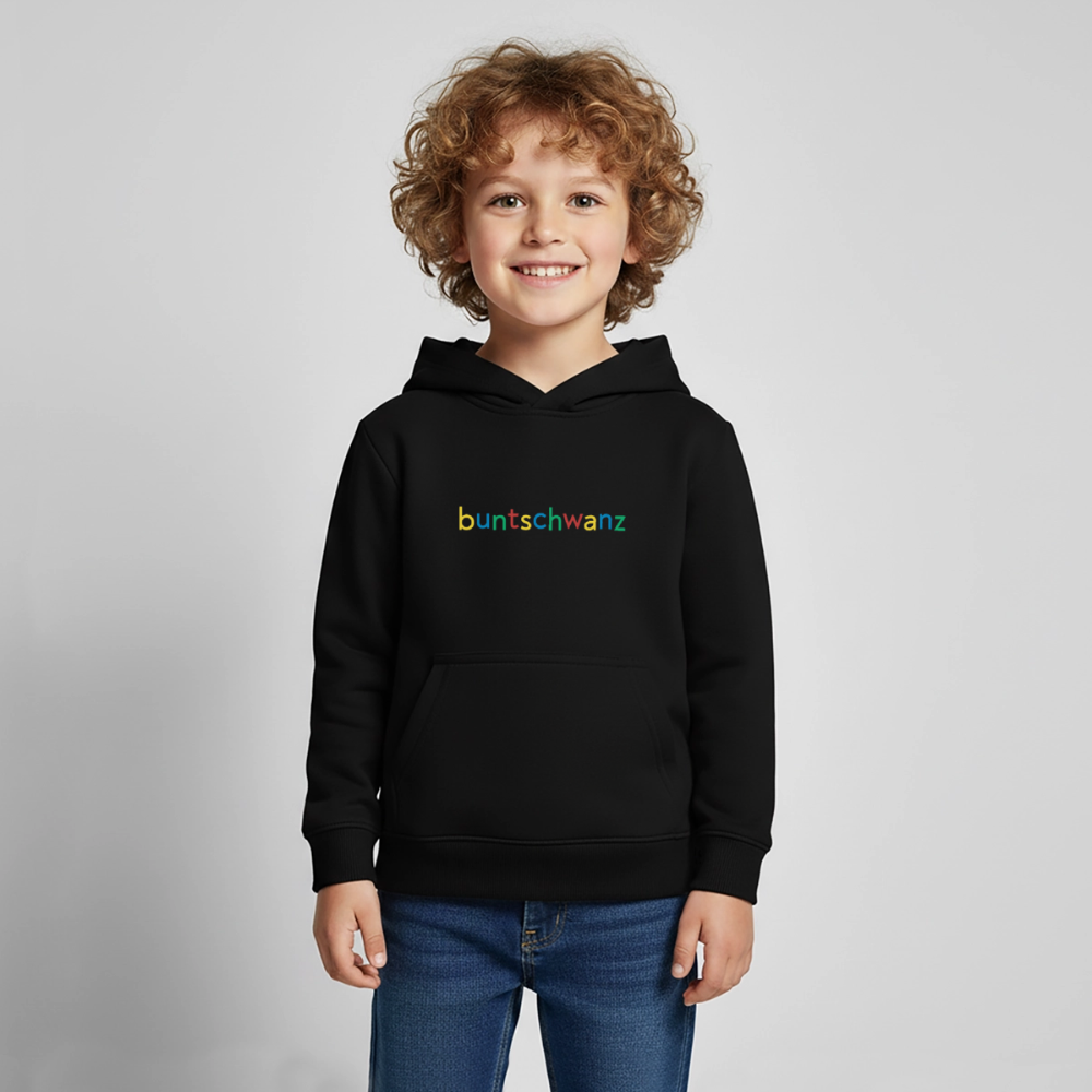 Kinder-Hoodie „buntschwanz“ – nachtfeder - Schwarz