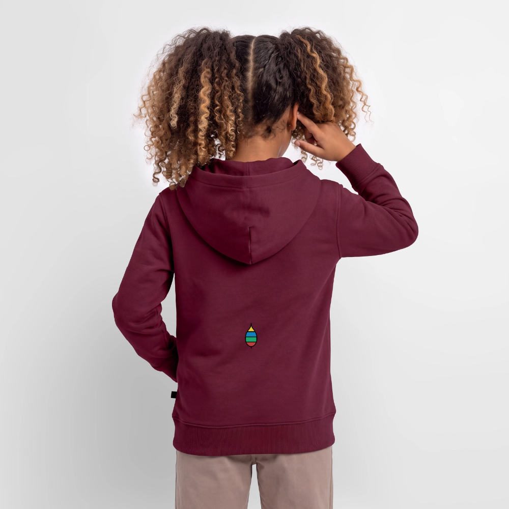 Kinder-Hoodie „Original buntschwanz“ mit Feder-Schwänzchen | buntschwanz - Burgunderrot
