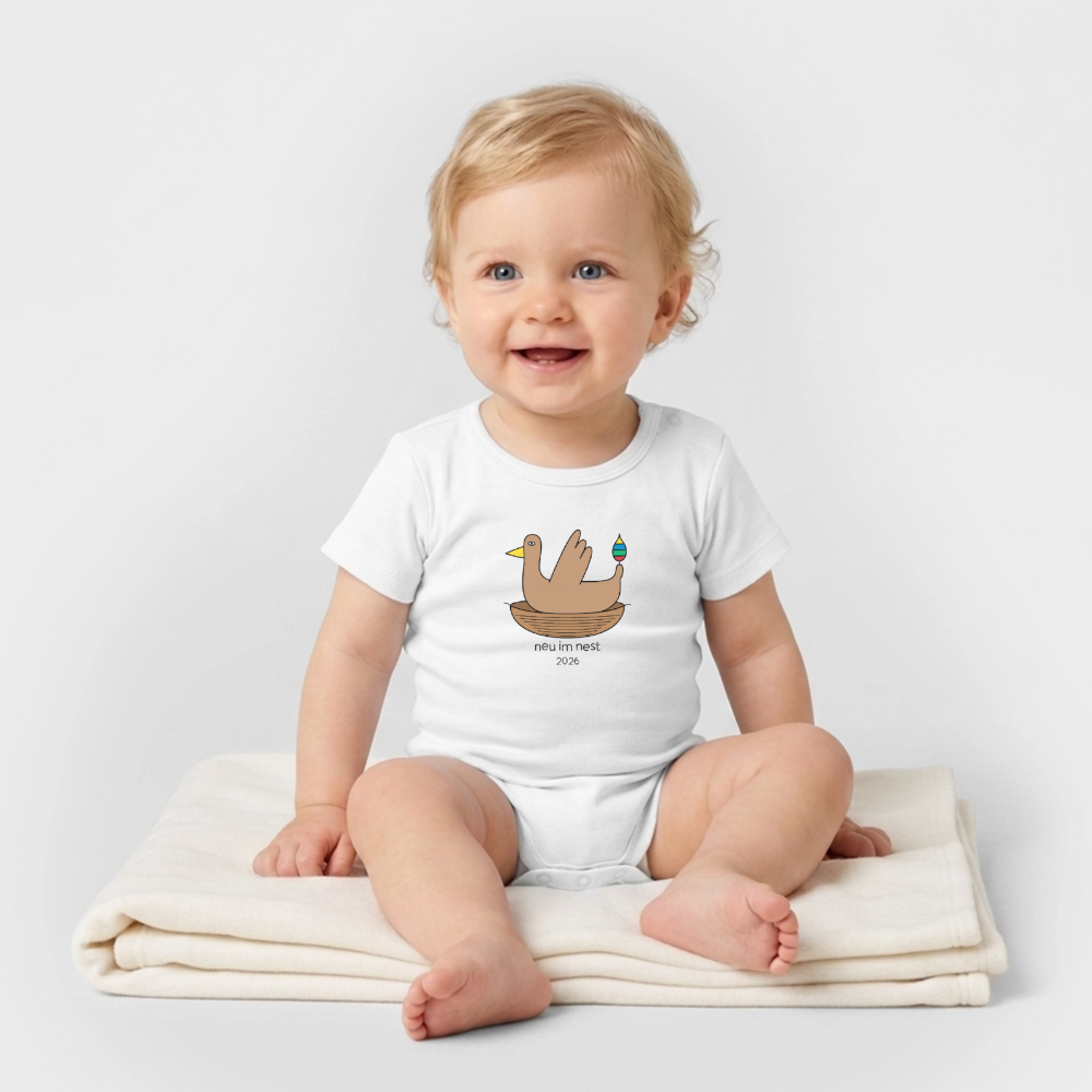 Babybody „neu im nest 2026“ – Bio-Baumwolle | buntschwanz - Weiß