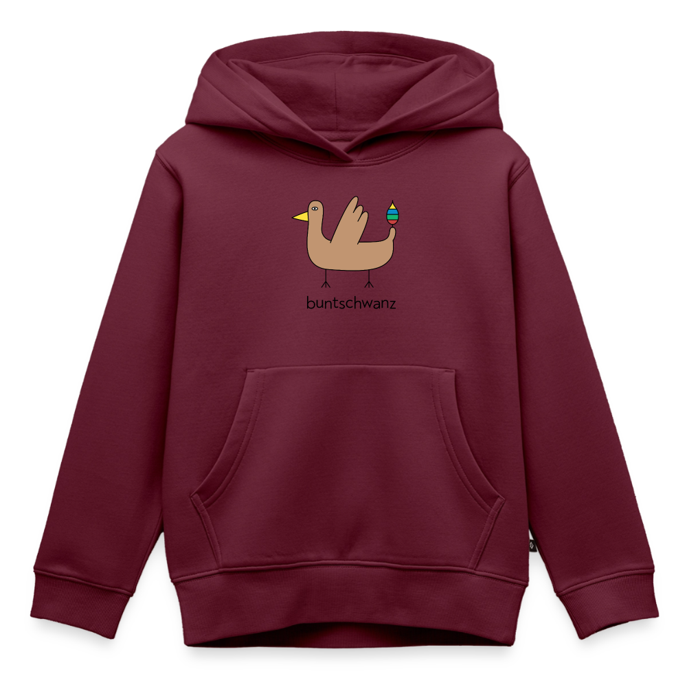 Kinder-Hoodie „Original buntschwanz“ mit Feder-Schwänzchen | buntschwanz - Burgunderrot