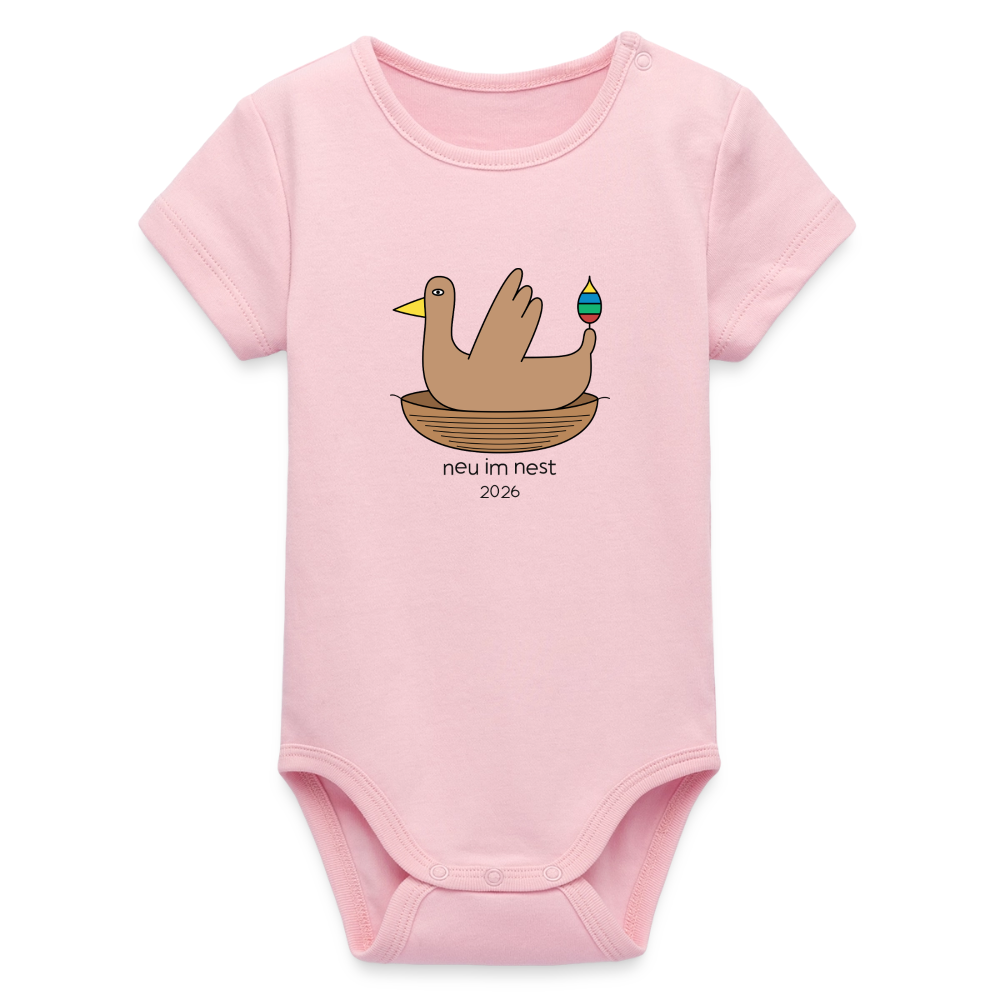 Babybody „neu im nest 2026“ – Bio-Baumwolle | buntschwanz - Hellrosa