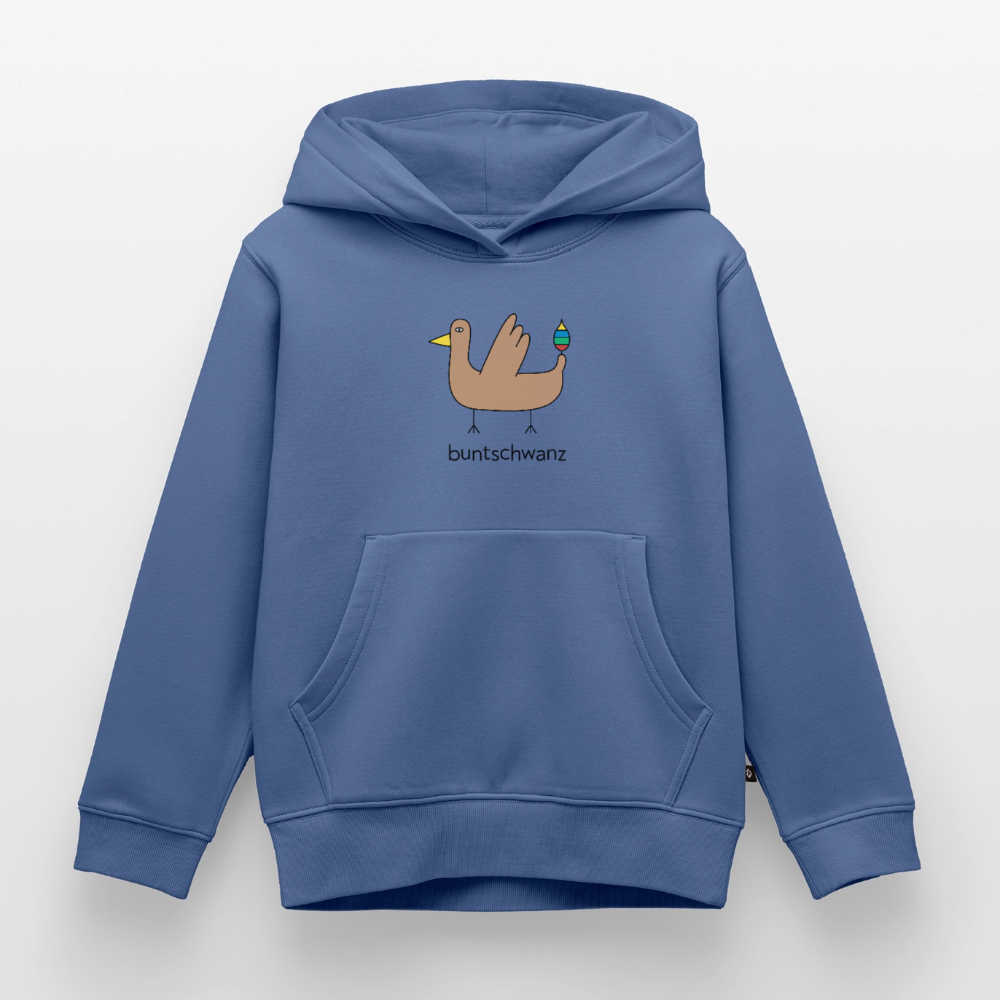 Kinder-Hoodie „Original buntschwanz“ mit Feder-Schwänzchen | buntschwanz - Taubenblau