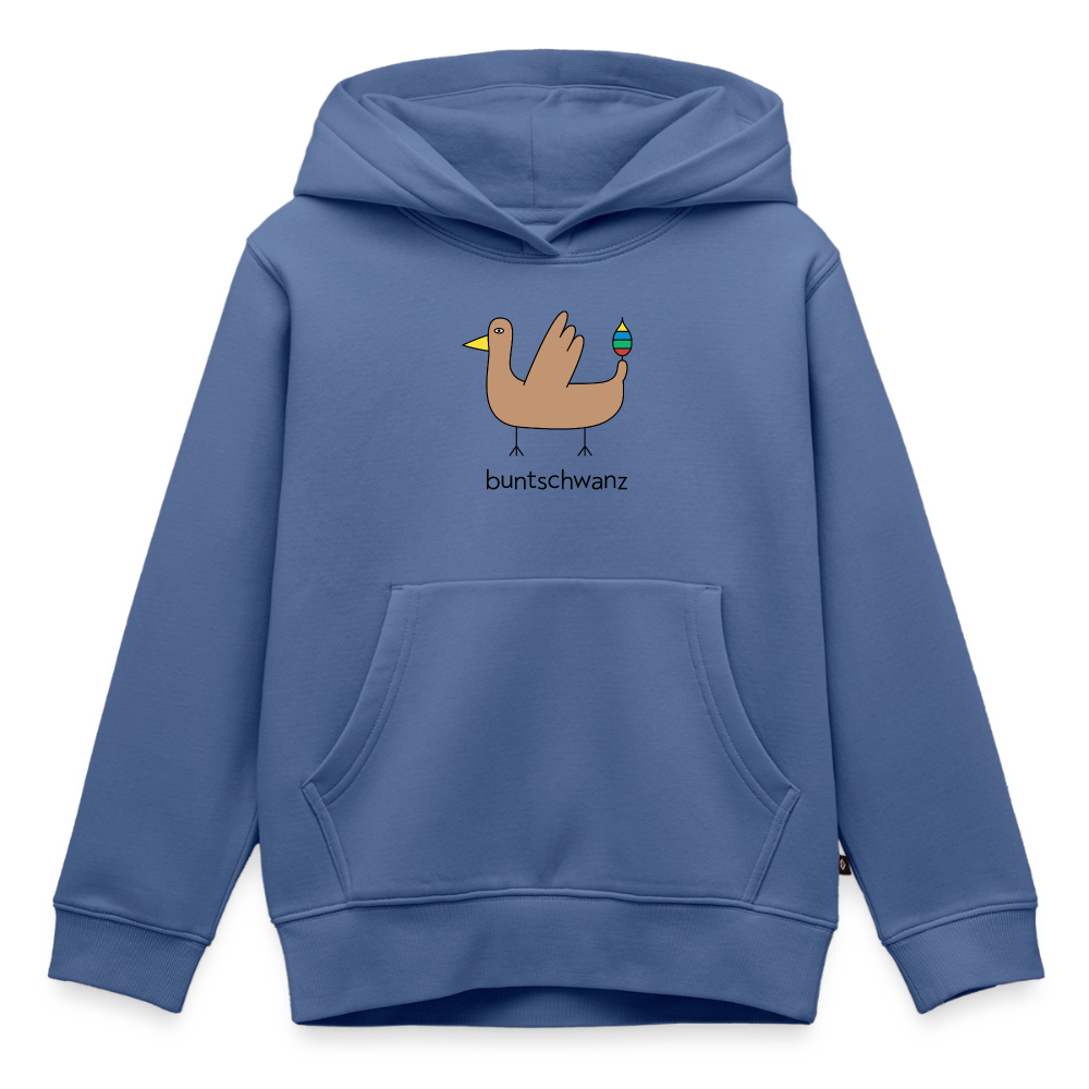 Kinder-Hoodie „Original buntschwanz“ mit Feder-Schwänzchen | buntschwanz - Taubenblau