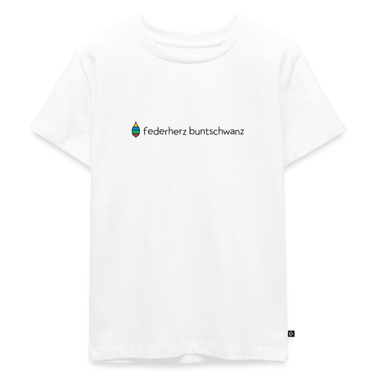 Kinder-T-Shirt „federherz buntschwanz“ – Baumwolle | buntschwanz - Weiß
