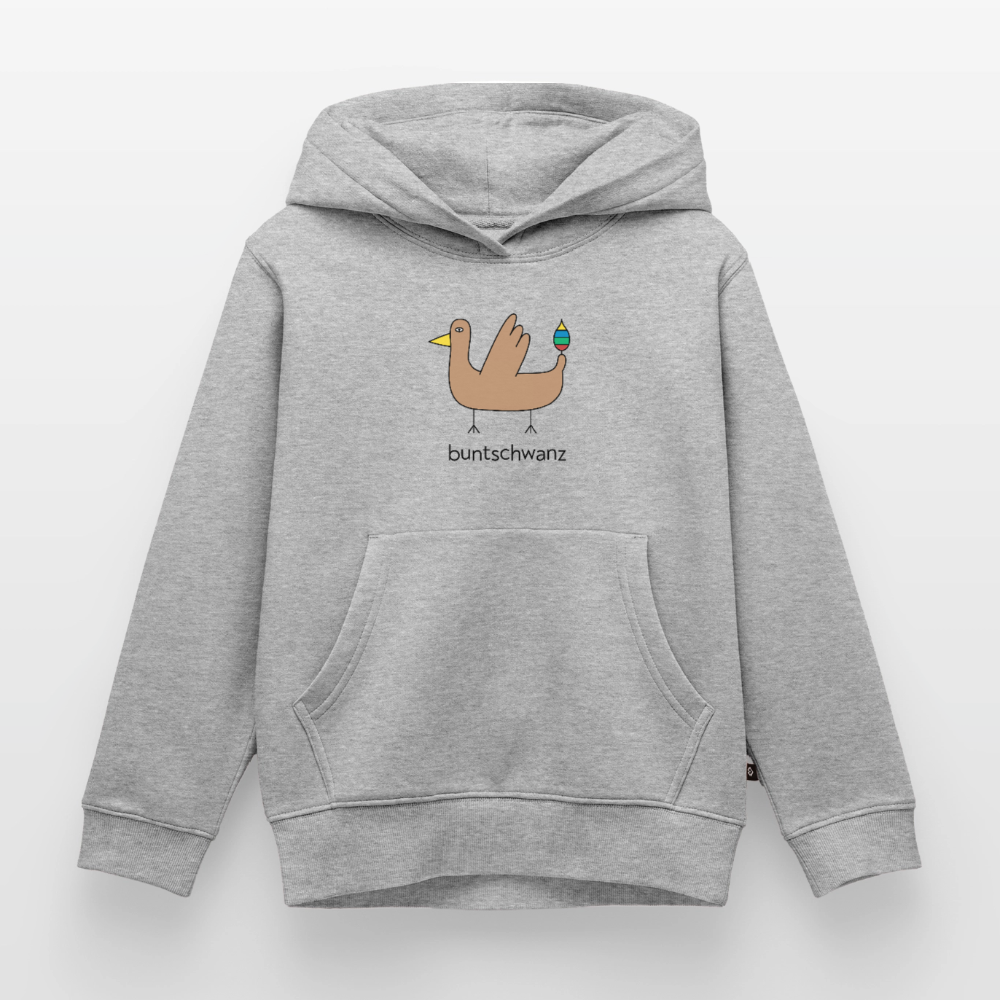 Kinder-Hoodie „Original buntschwanz“ mit Feder-Schwänzchen | buntschwanz - Grau meliert