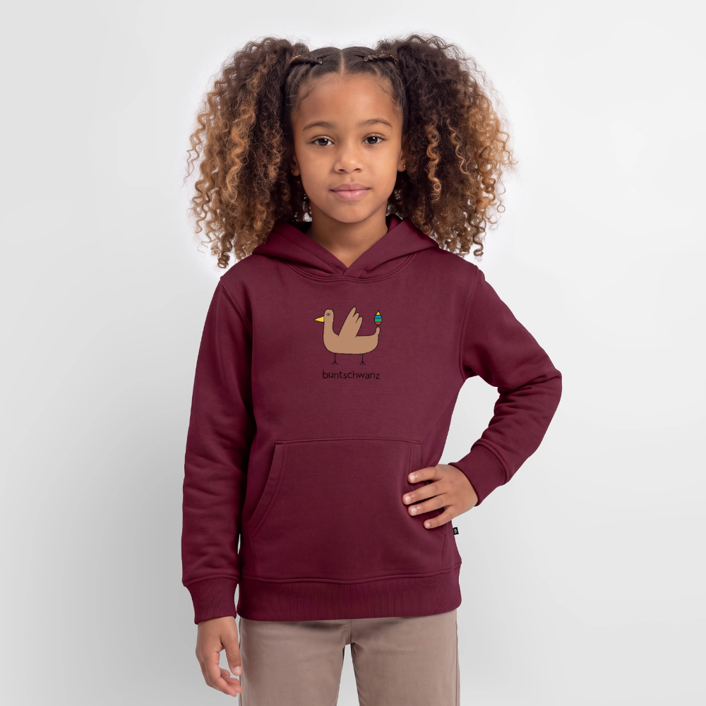Kinder-Hoodie „Original buntschwanz“ mit Feder-Schwänzchen | buntschwanz - Burgunderrot