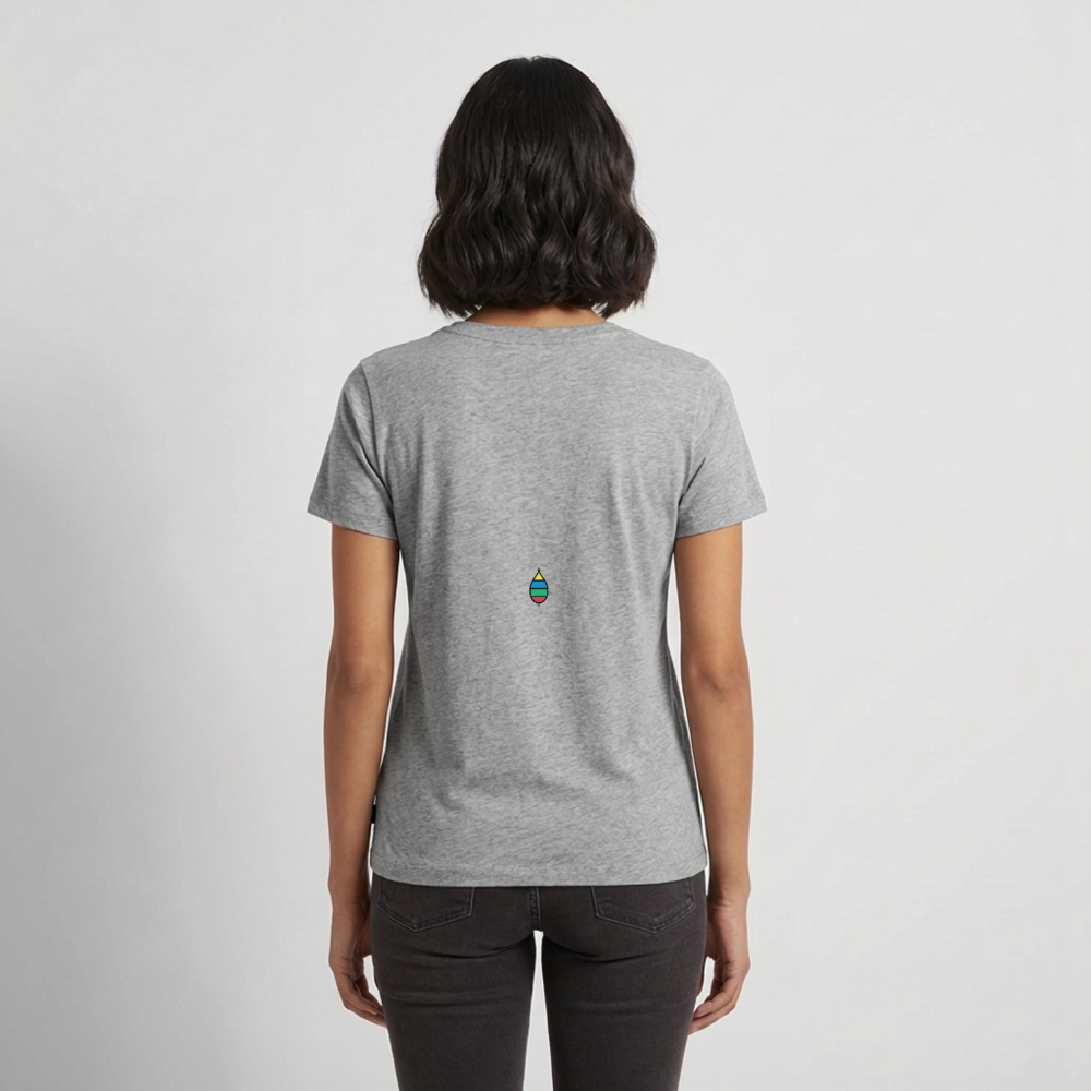 Damen-T-Shirt „federherz buntschwanz“ – Baumwolle | buntschwanz - Grau meliert