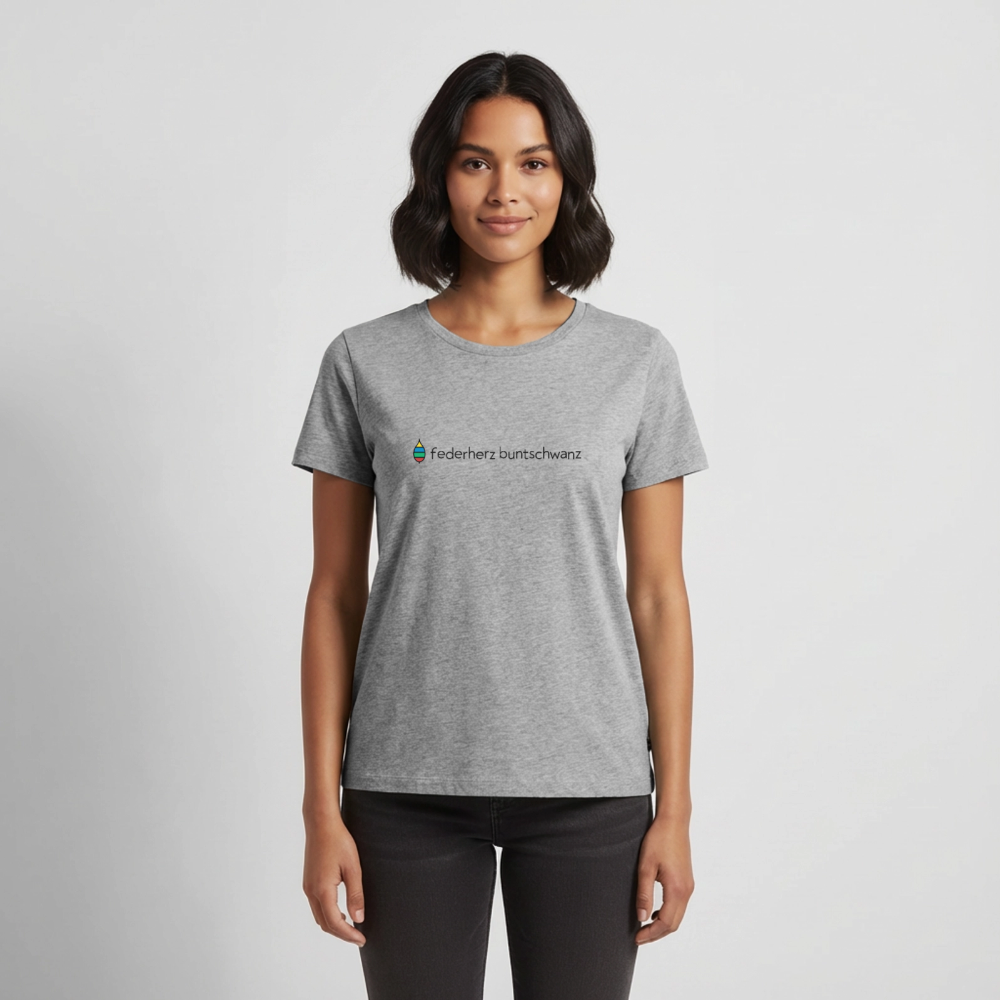 Damen-T-Shirt „federherz buntschwanz“ – Baumwolle | buntschwanz - Grau meliert