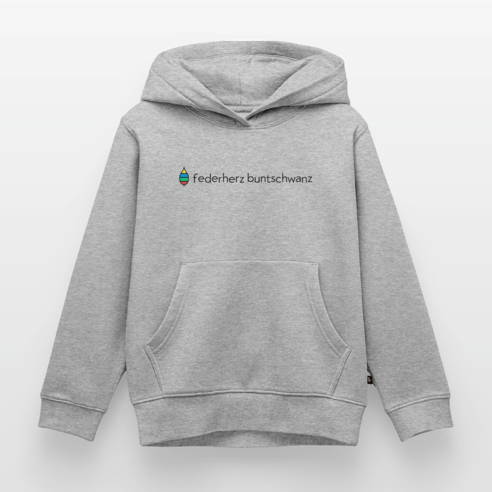 Kinder-Hoodie „federherz buntschwanz“ | buntschwanz - Grau meliert