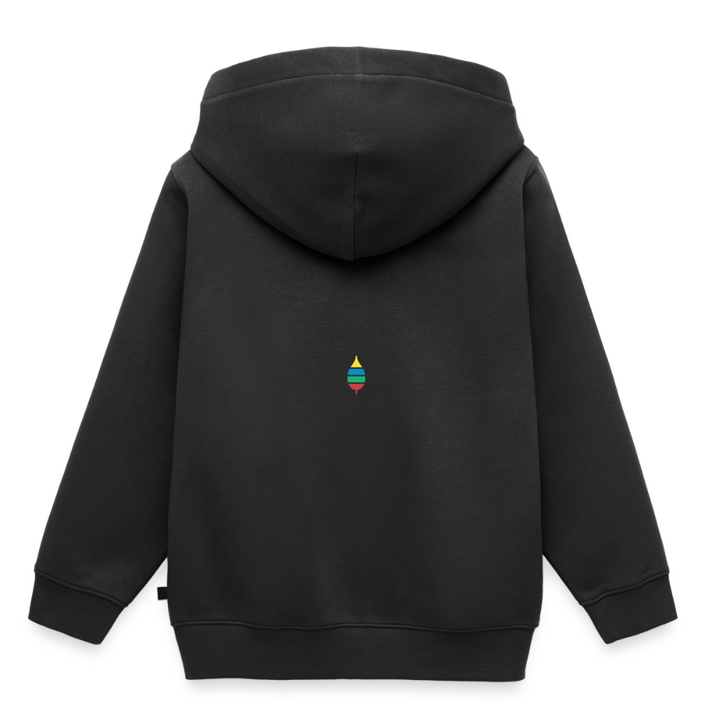 Kinder-Hoodie „buntschwanz“ – nachtfeder - Schwarz
