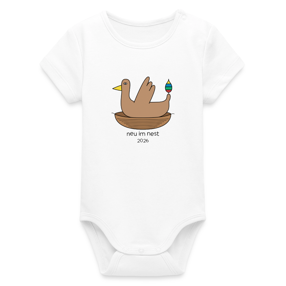 Babybody „neu im nest 2026“ – Bio-Baumwolle | buntschwanz - Weiß