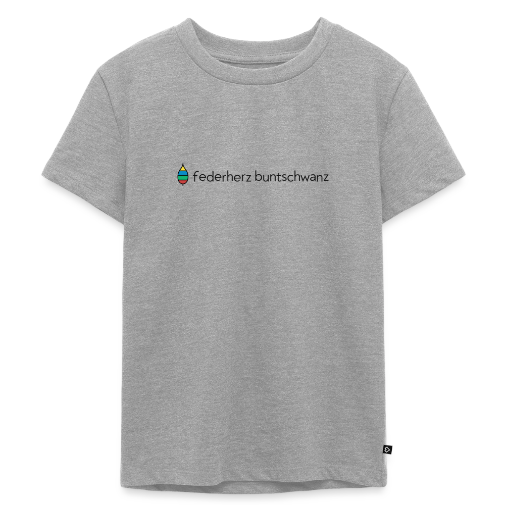 Kinder-T-Shirt „federherz buntschwanz“ – Baumwolle | buntschwanz - Grau meliert