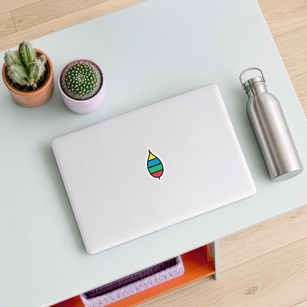 Sticker „bunte Feder“ | buntschwanz - Mattweiß